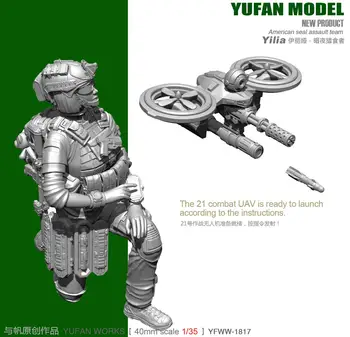 Модель Yufan 1/35, набор моделей солдата из смолы, фигурка женщины-пилота и дрона из США YFWW35-1817
